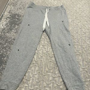 gray and black rose print sweatpants